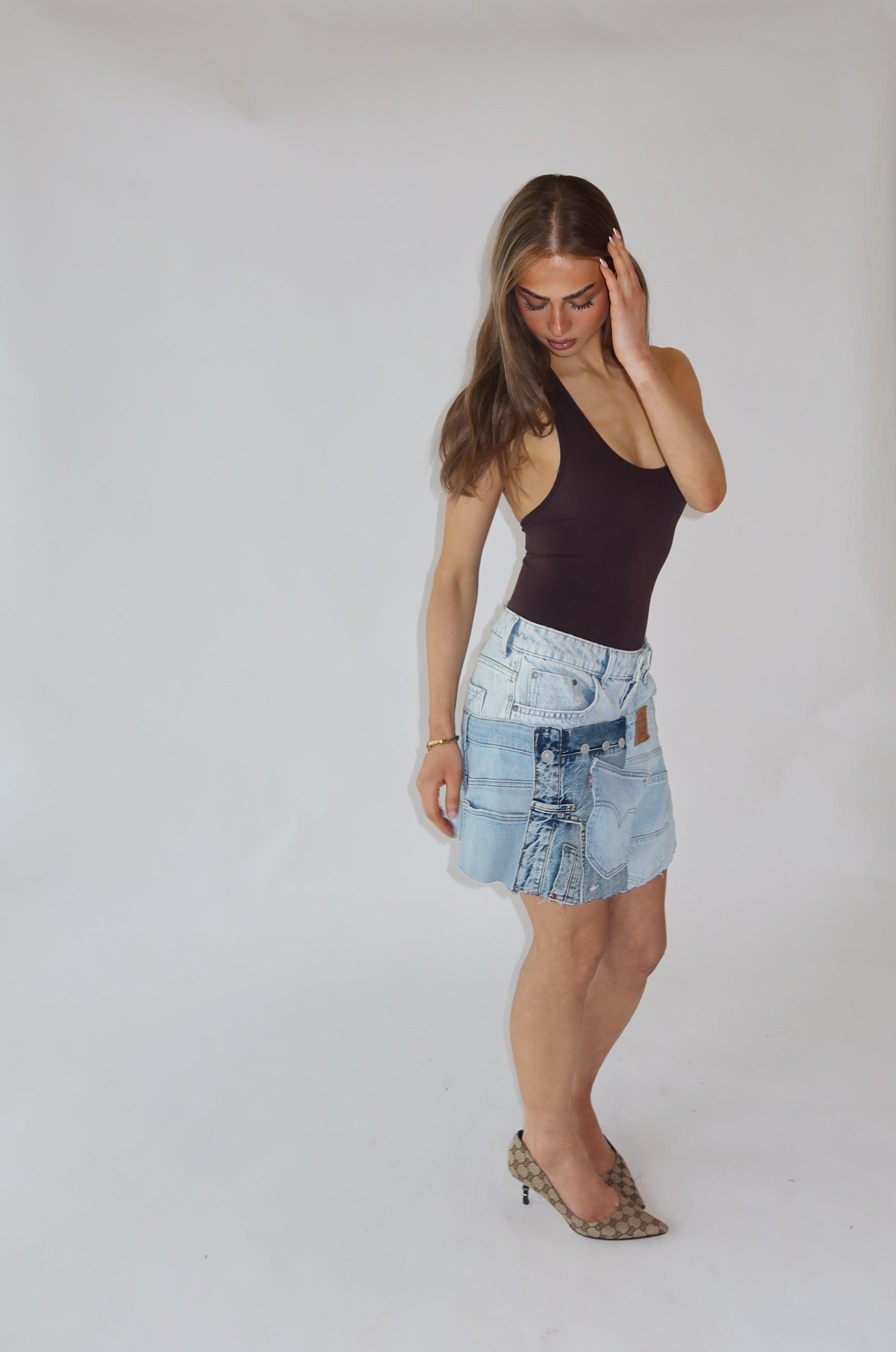 'DOUBLE UP' Levi's reworked skirt