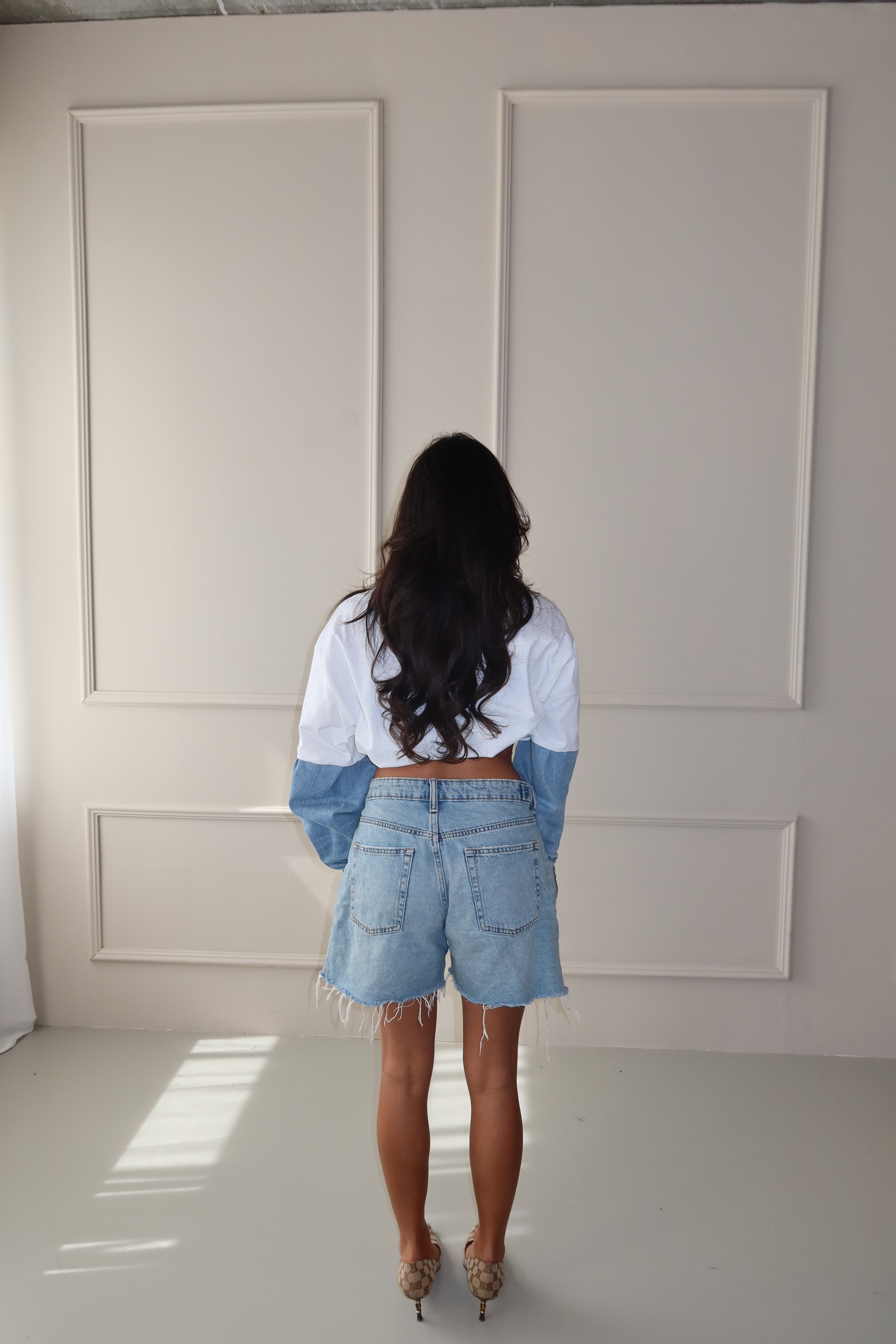 'DENIM' sleeves t-shirt