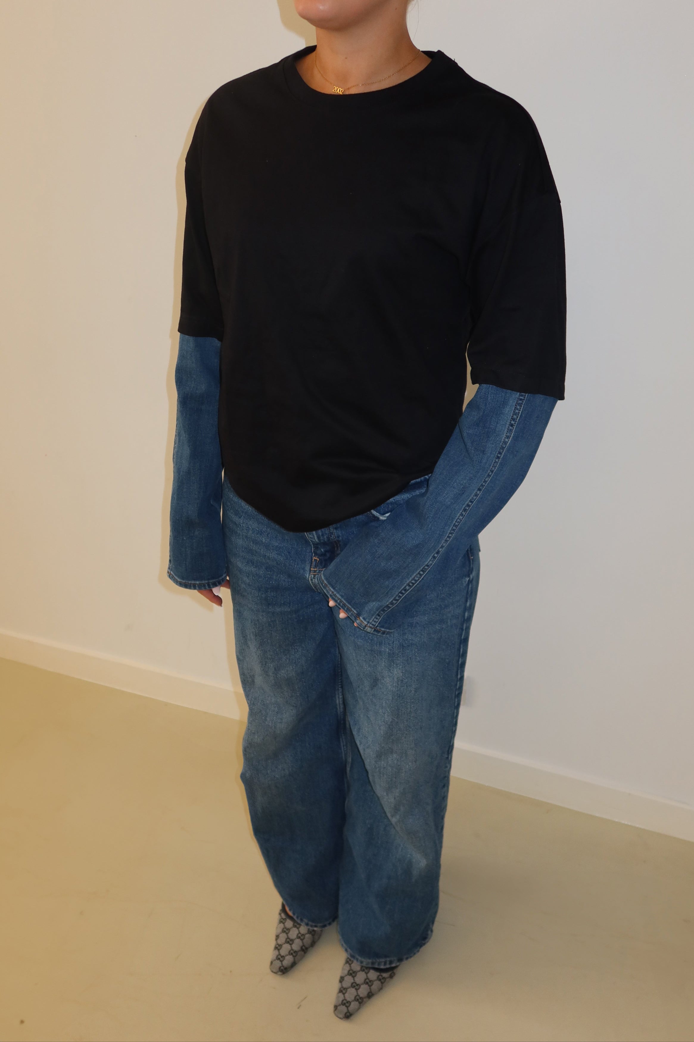 'DENIM' sleeves t-shirt