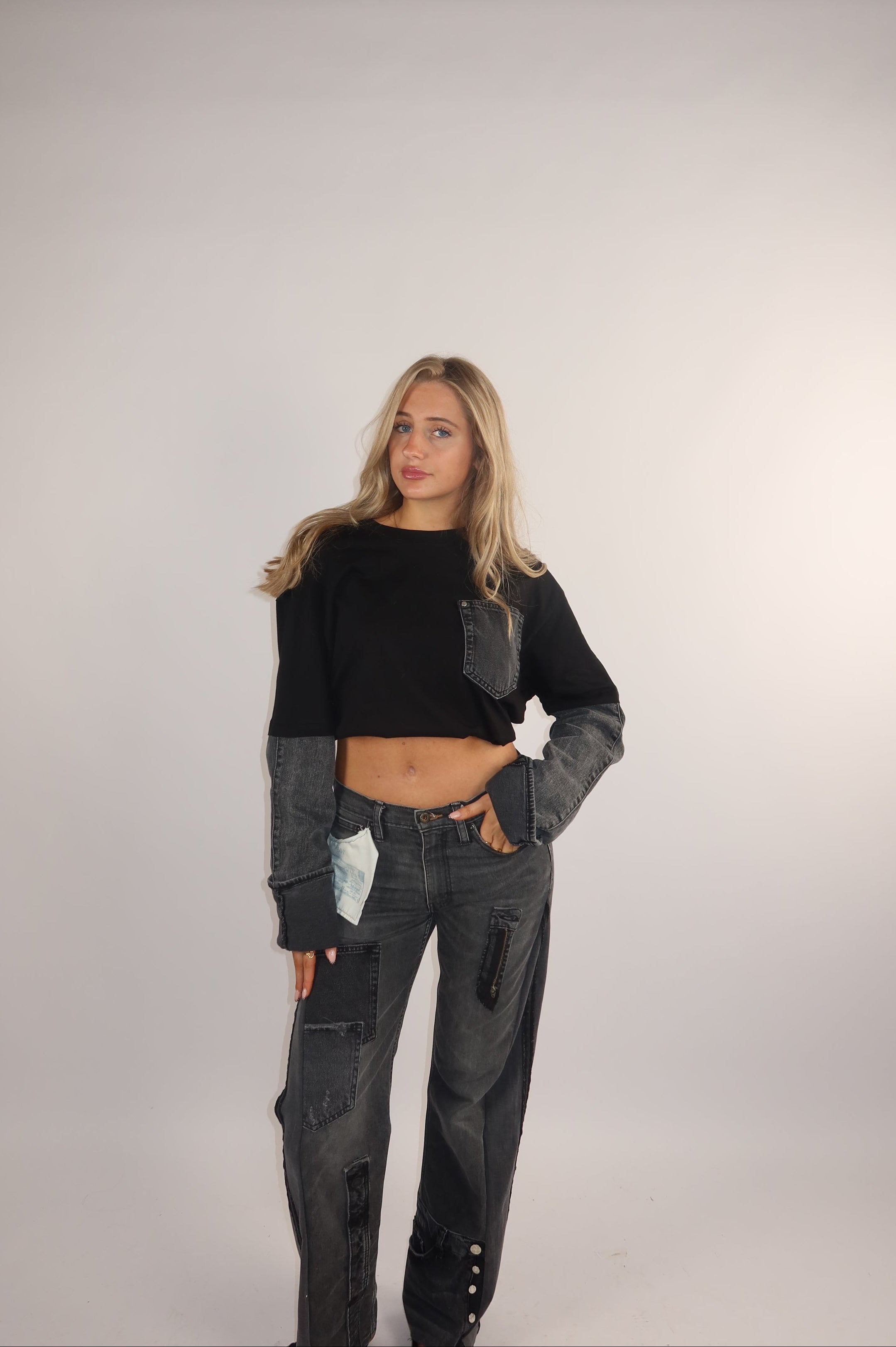 'DENIM' Sleeves t-shirt