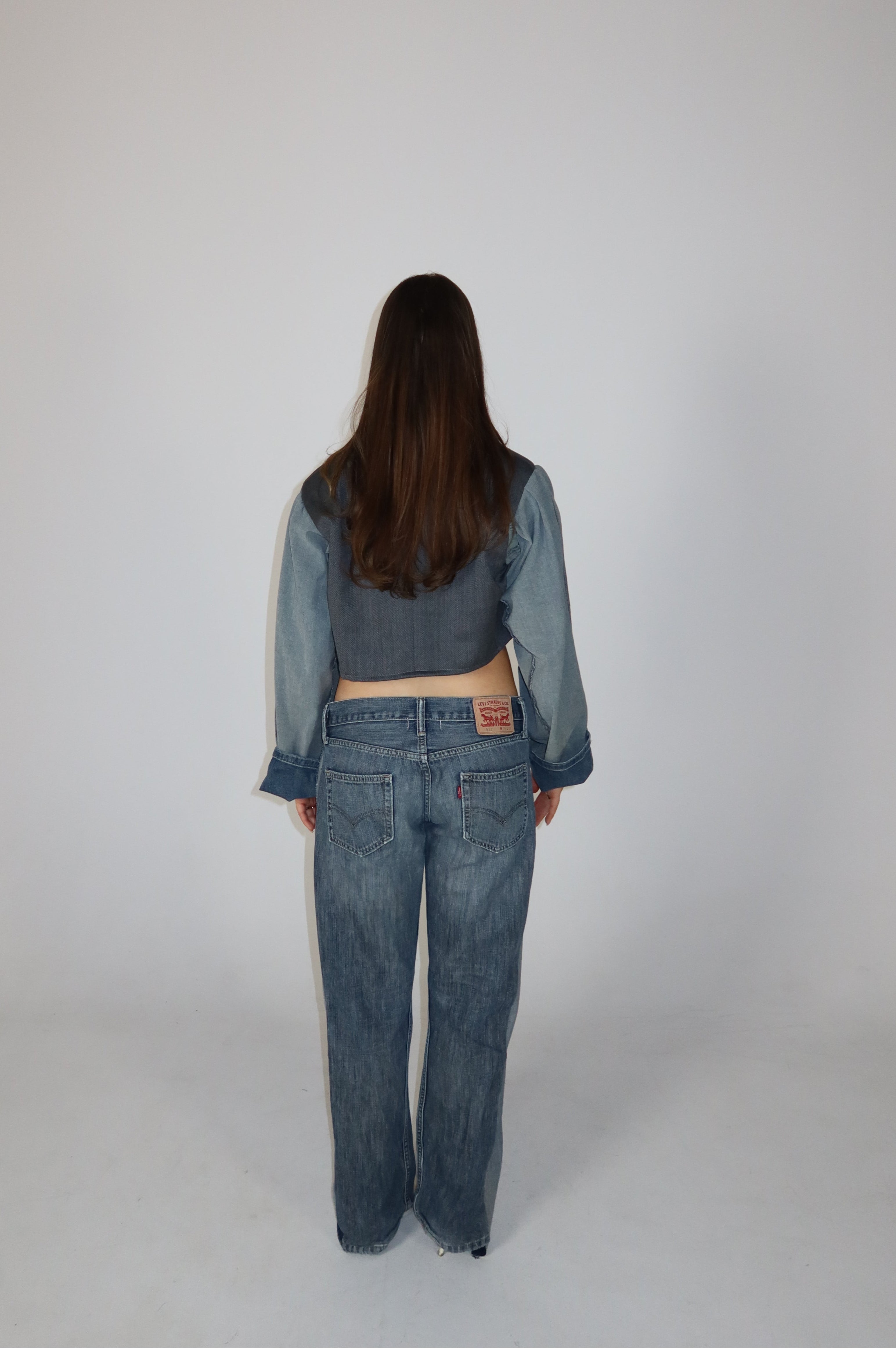 'REVERSED' denim blazer