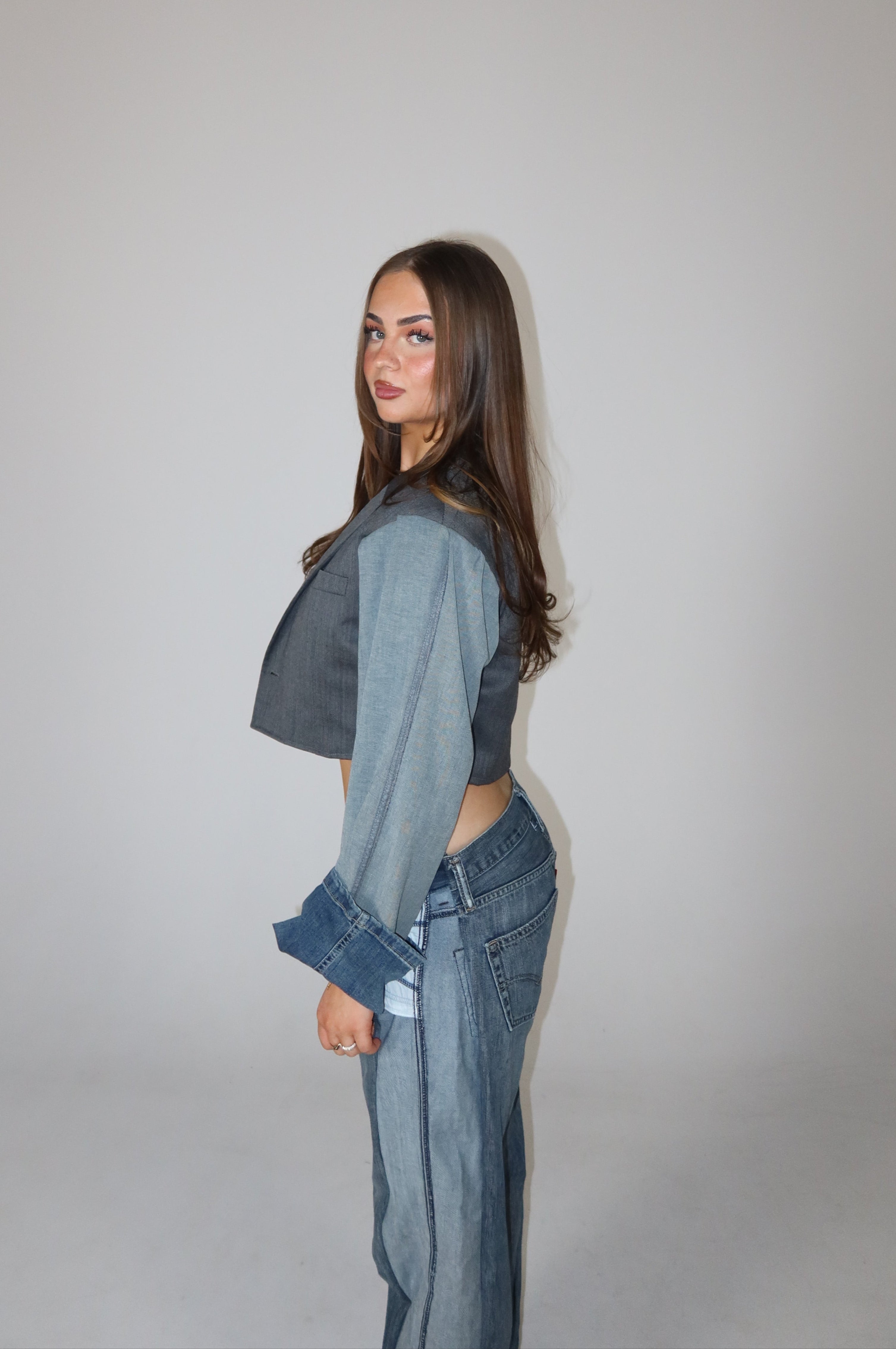 'REVERSED' denim blazer