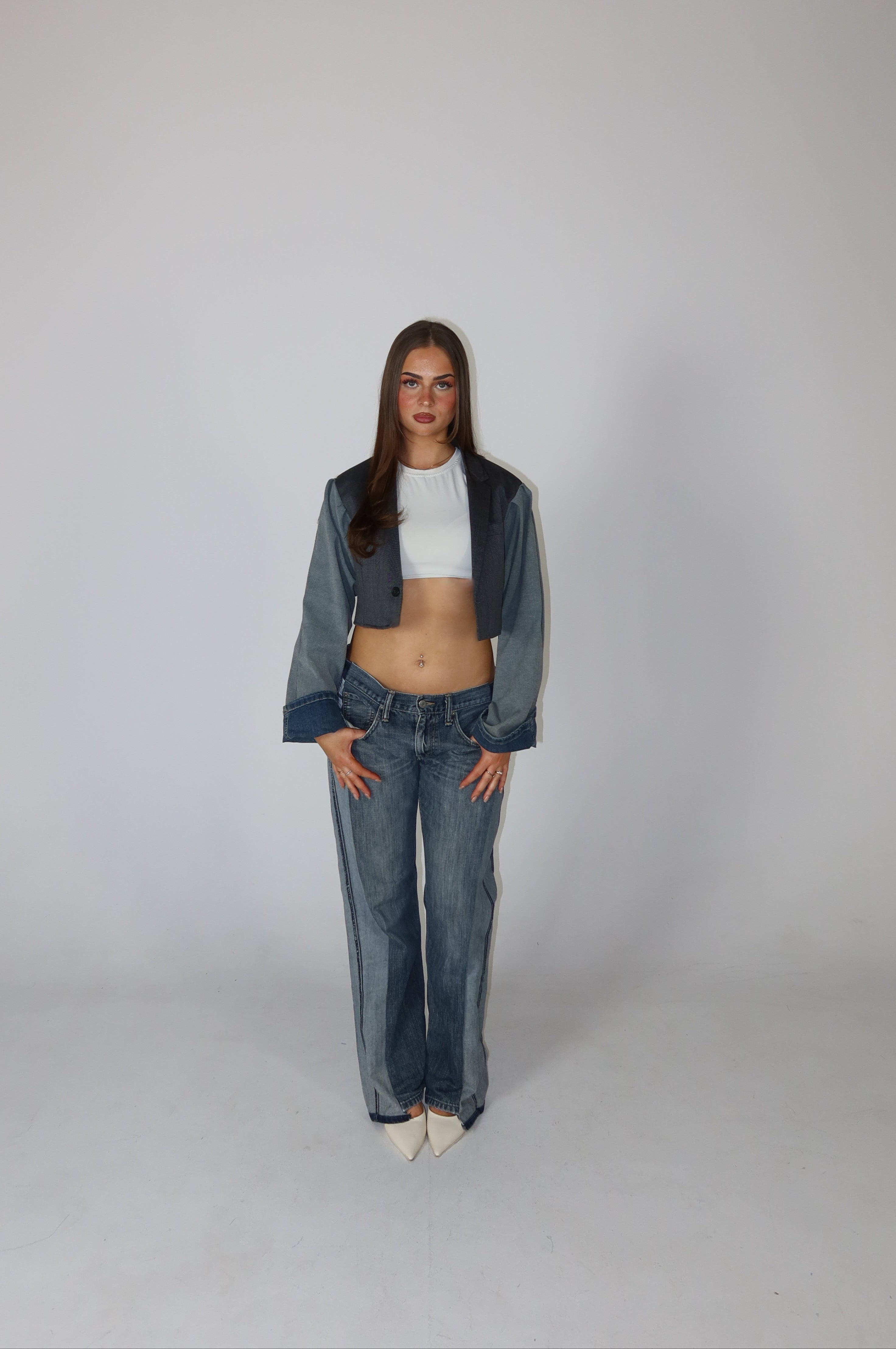 'REVERSED' denim blazer