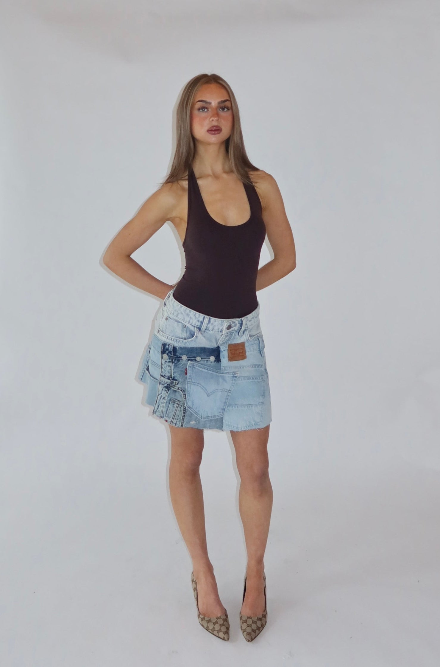 'DOUBLE UP' Levi's reworked skirt