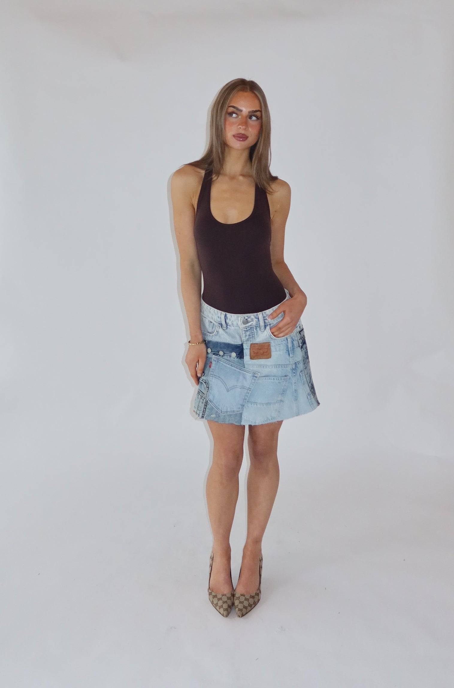 'DOUBLE UP' Levi's reworked skirt