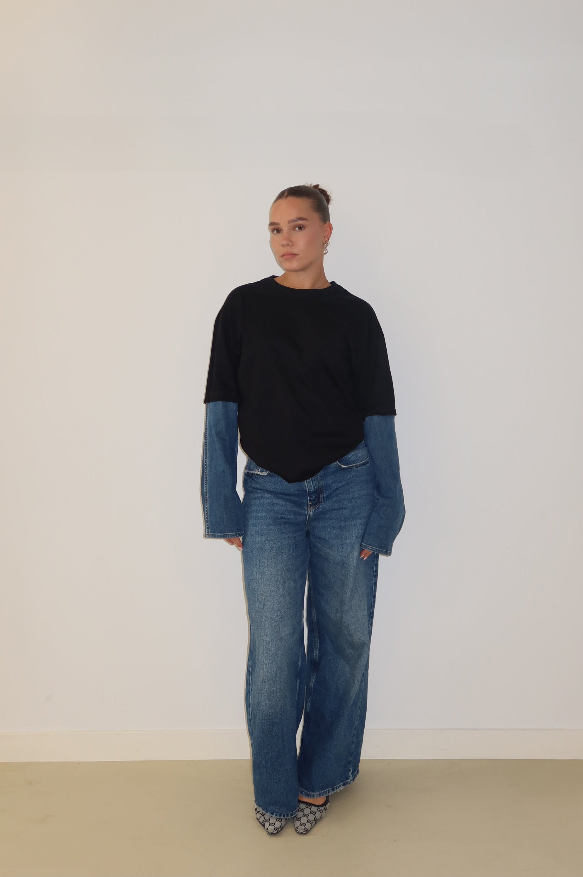 'DENIM' sleeves t-shirt