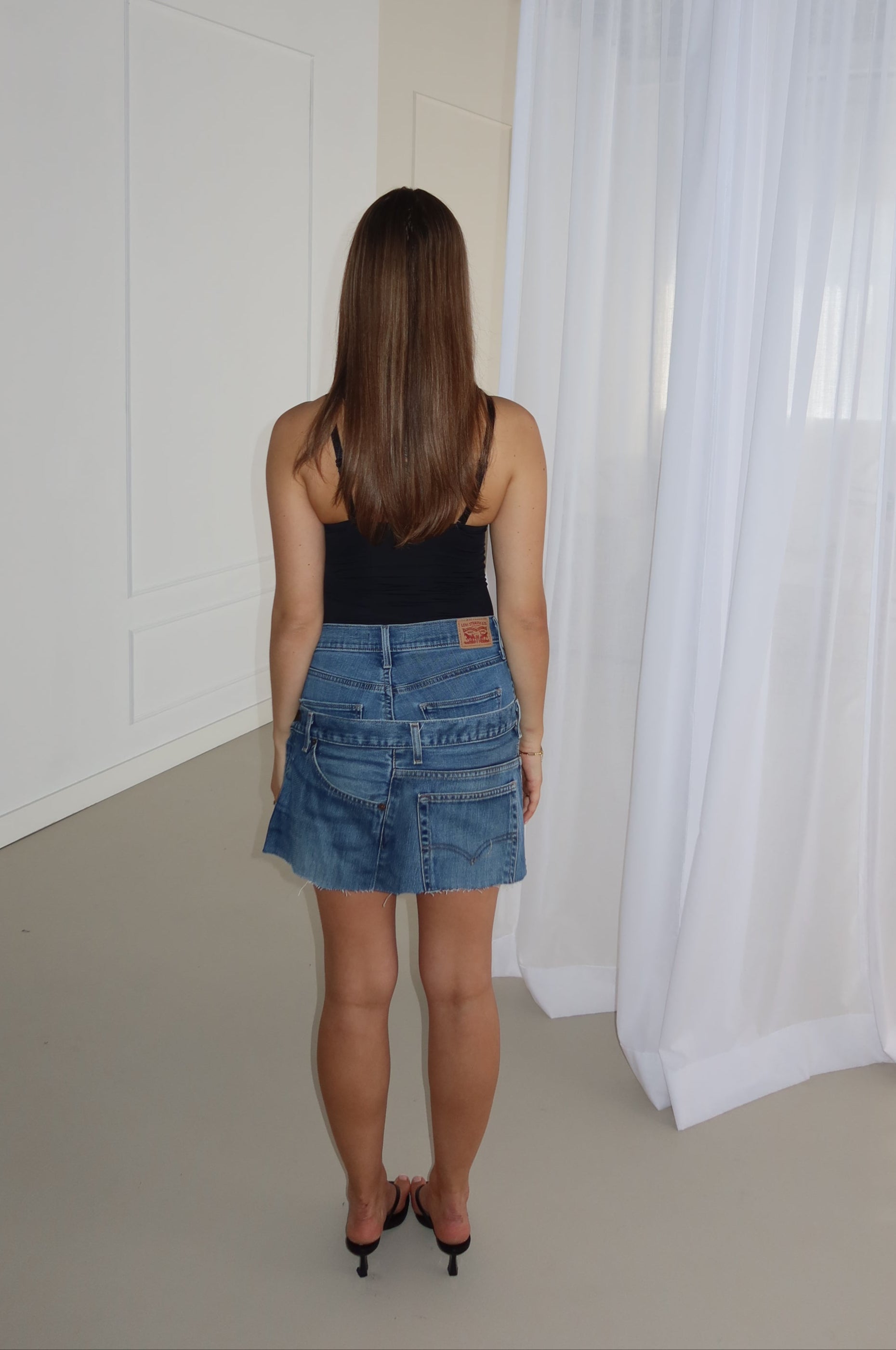 'DOUBLE UP' Levi's reworked denim skirt
