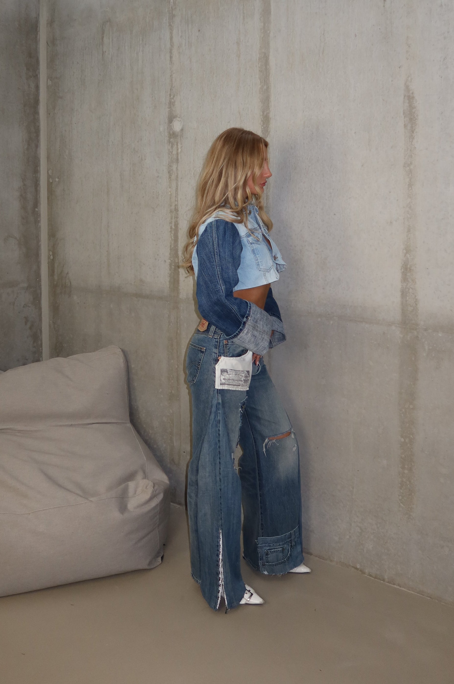 'TWO TONE' reworked denim jacket